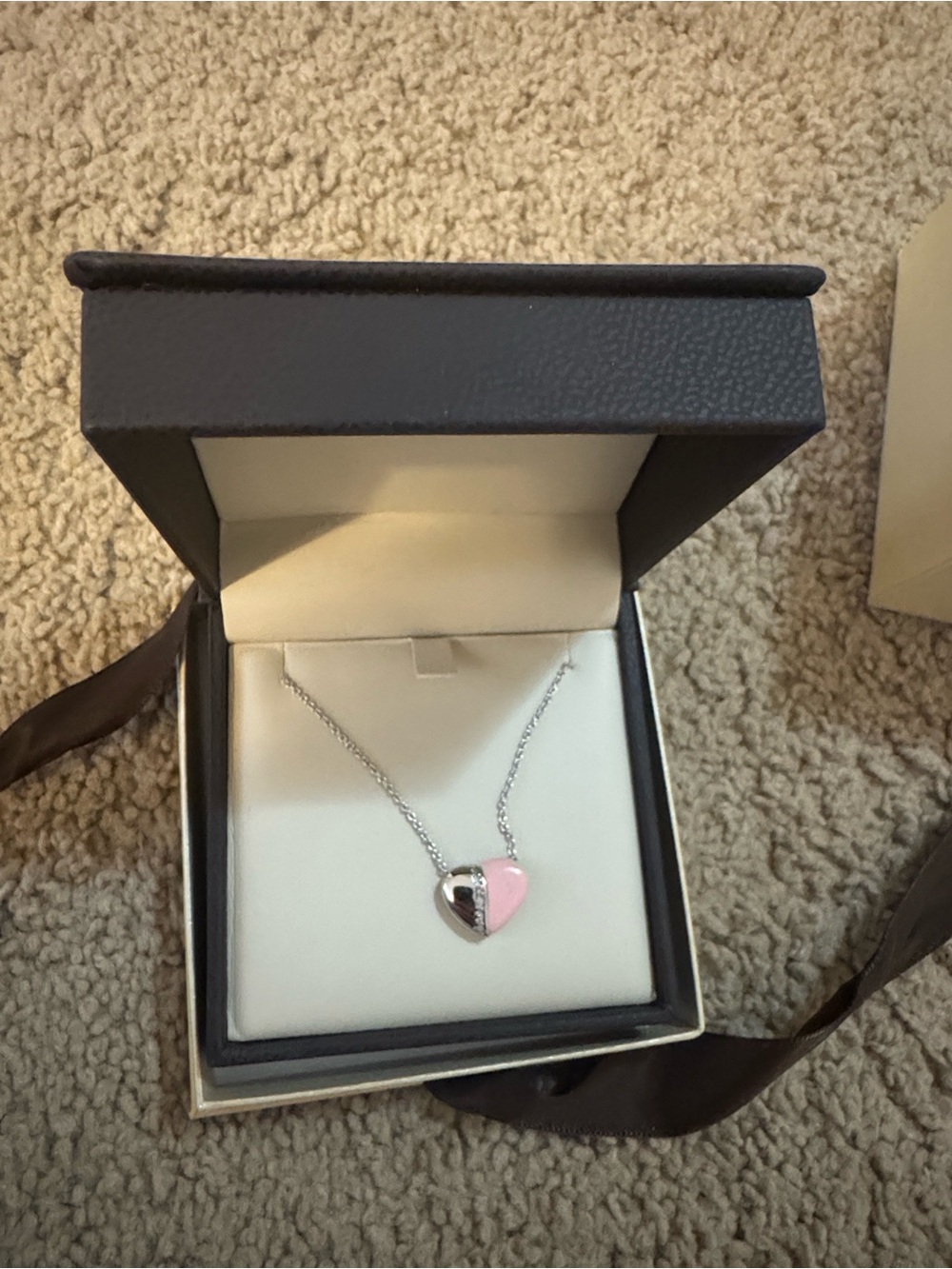 Silver & Pink Heart Pendant Necklace - Women's Jewelry